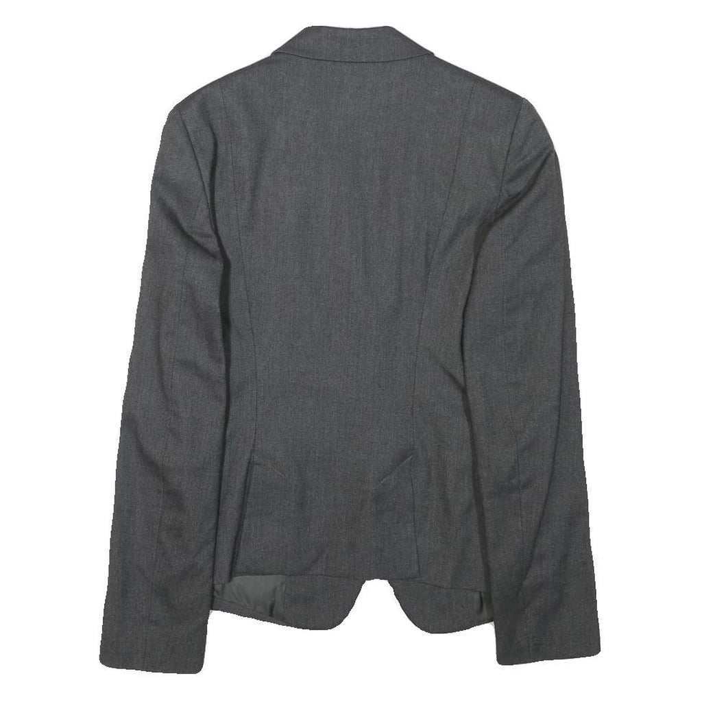 SISLEY Womens Grey Wool Blend Blazer Jacket S Woven Tailored Button Closure
