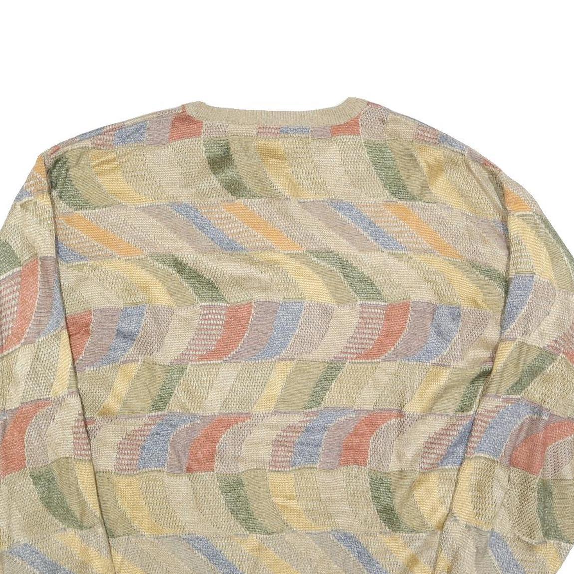 TRAVEL SMITH Mens Beige Multi Patterned Crew Neck Basic Knit Jumper L Acrylic