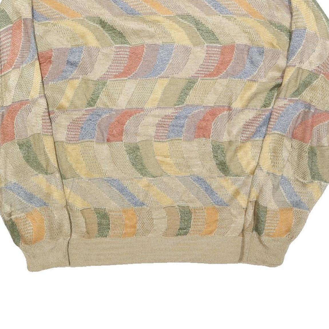 TRAVEL SMITH Mens Beige Multi Patterned Crew Neck Basic Knit Jumper L Acrylic