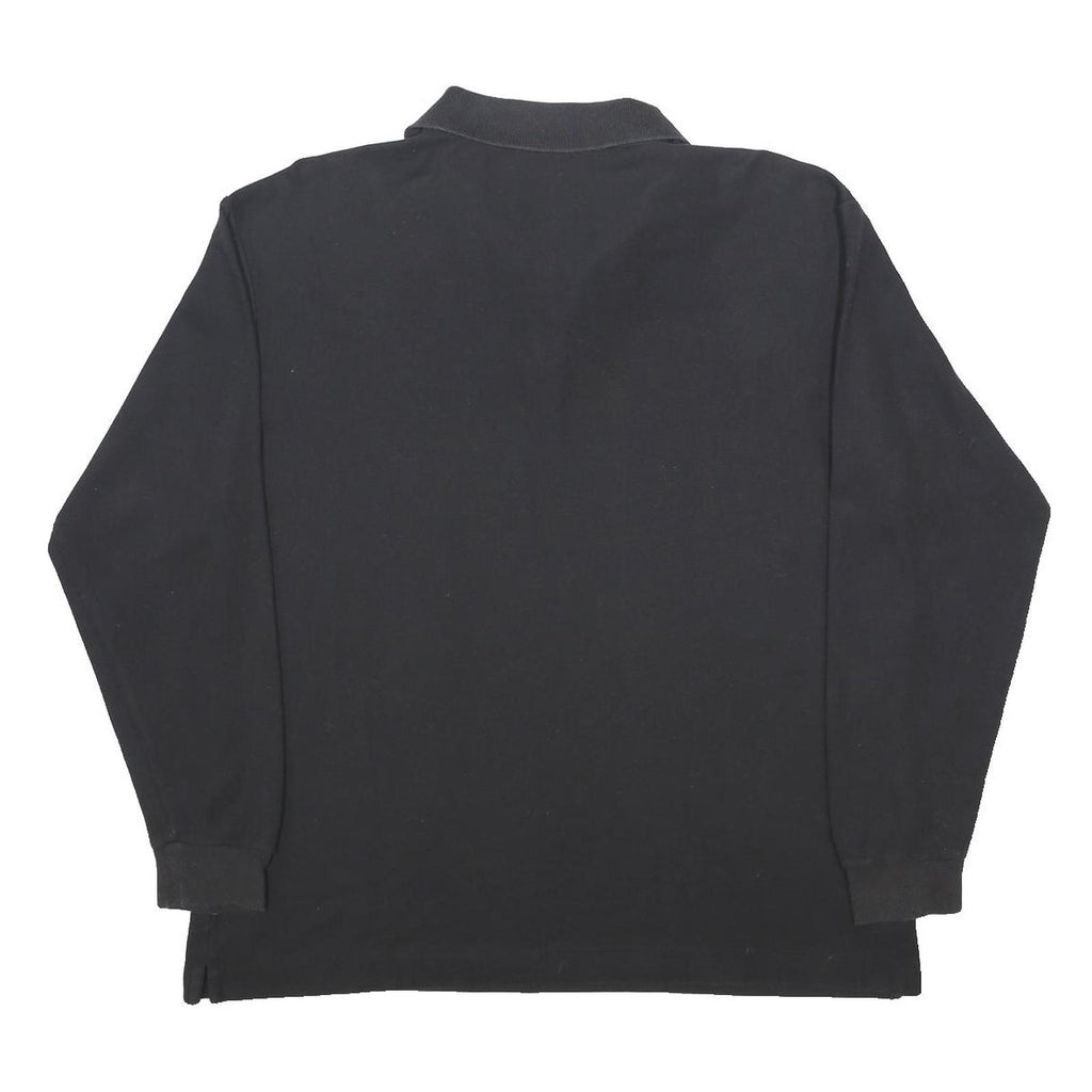 FILA Mens Black Long Sleeve Plain Polo Shirt XL Cotton Casual Sport