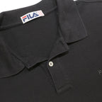 FILA Mens Black Long Sleeve Plain Polo Shirt XL Cotton Casual Sport
