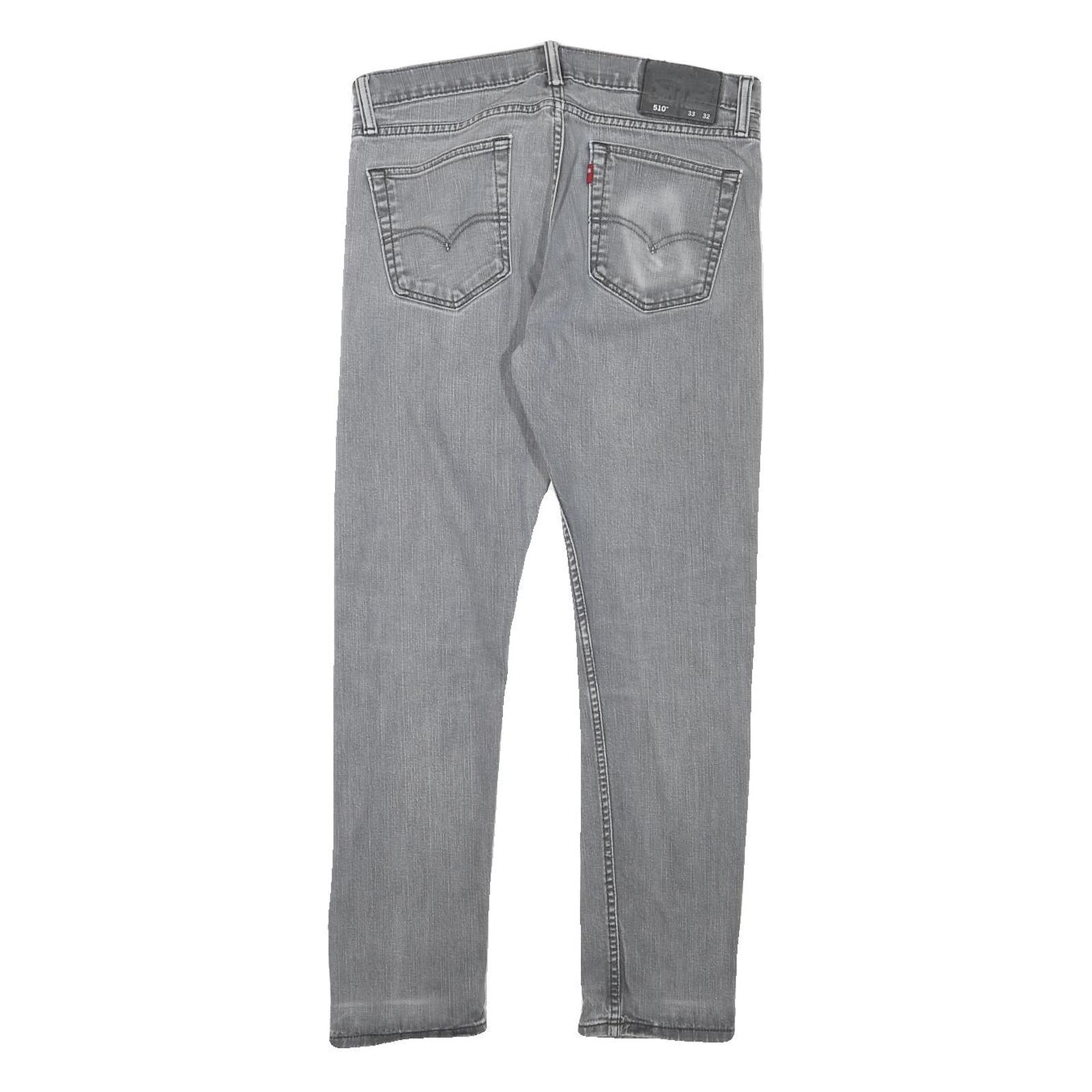 LEVI'S Mens Regular Fit Grey Denim Jeans Zip W31 L25 Classic Cotton Blend