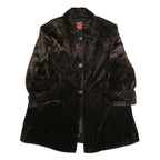 TYBER Womens Black Faux Fur Jacket L Cotton Blend Plain Button Closure