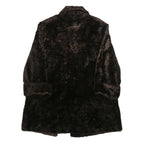 TYBER Womens Black Faux Fur Jacket L Cotton Blend Plain Button Closure