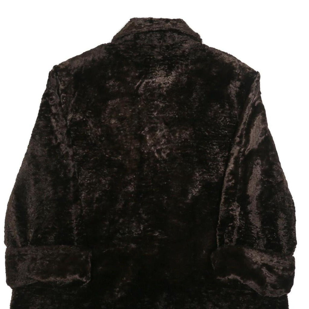 TYBER Womens Black Faux Fur Jacket L Cotton Blend Plain Button Closure