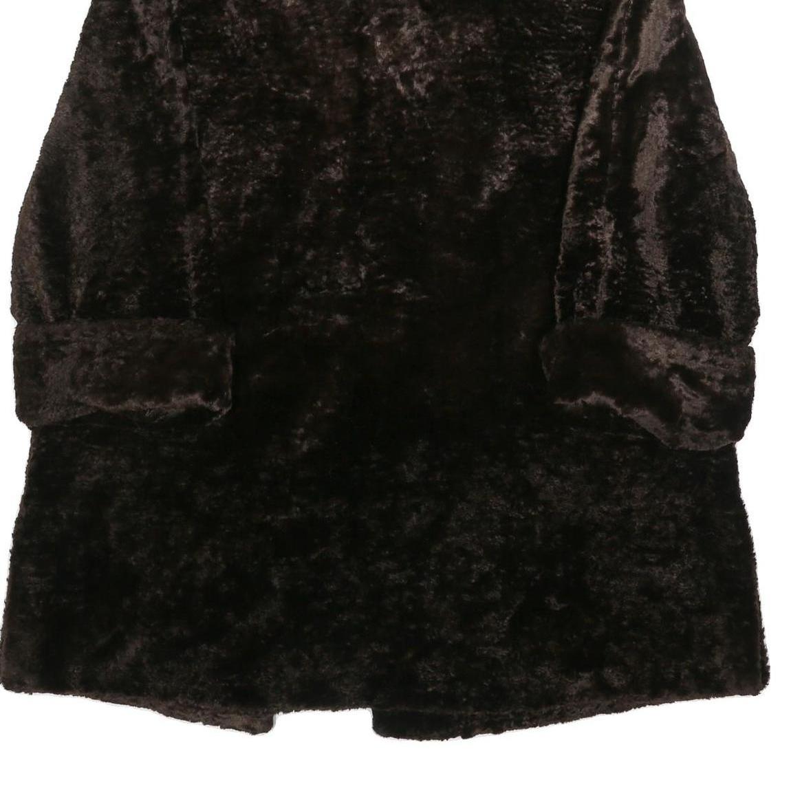 TYBER Womens Black Faux Fur Jacket L Cotton Blend Plain Button Closure