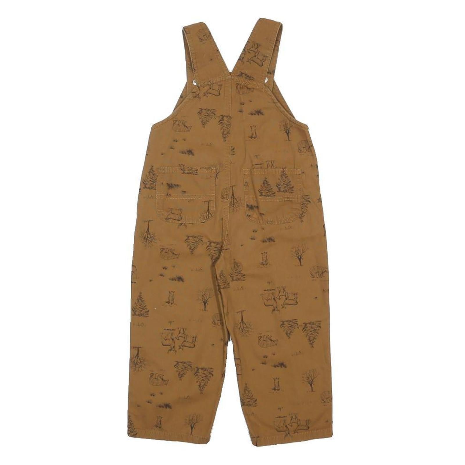CARHARTT Boys Brown Cotton Dungarees Loose Fit Printed 3Y W26 L13