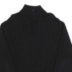 CALVIN KLEIN Mens Black Cotton Patterned Pullover Quarter Zip Jumper XL Stylish