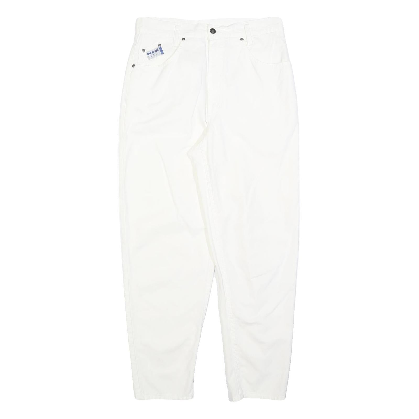 HIS Womens Jeans White Regular Straight Denim W30 L30 Cotton Blend Zip