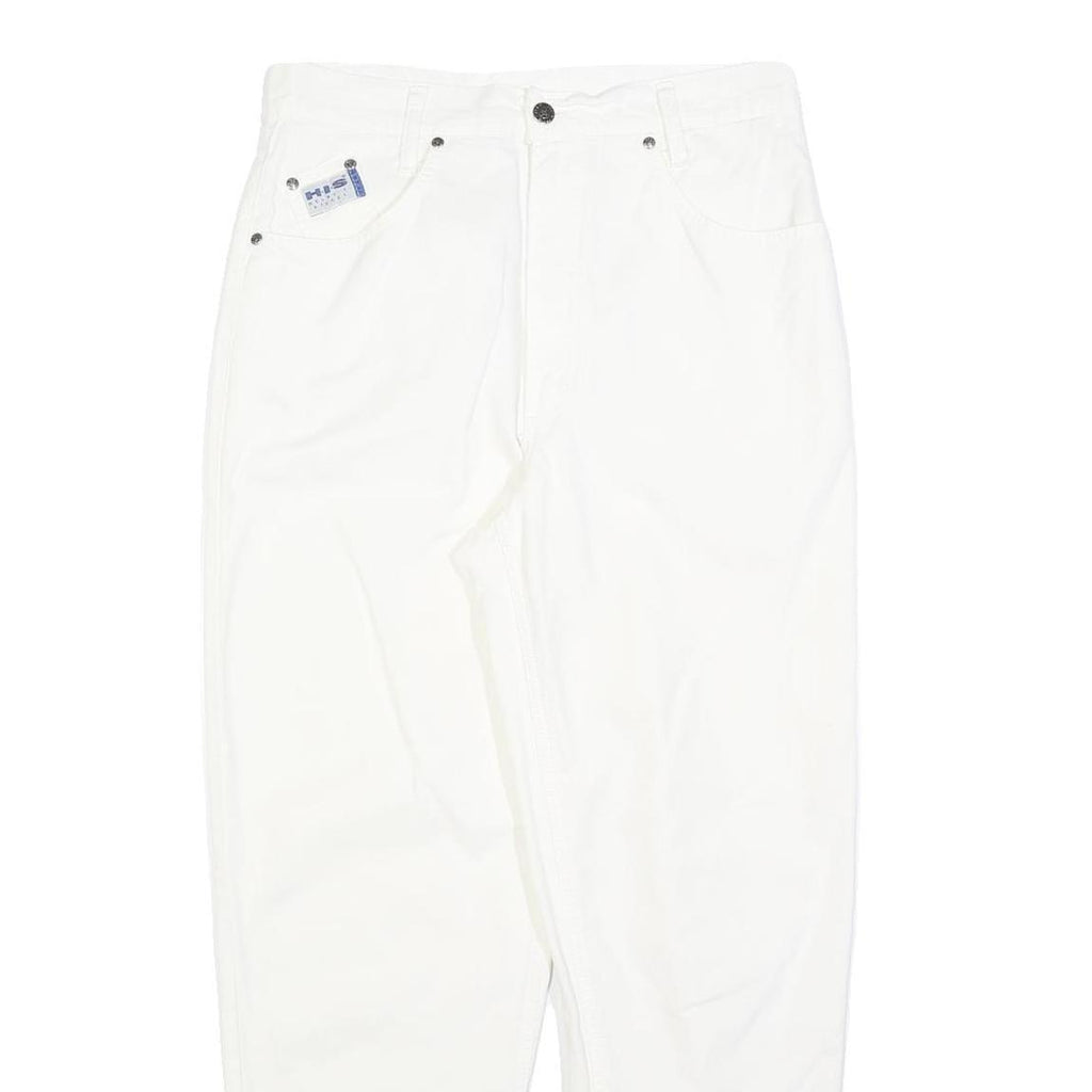 HIS Womens Jeans White Regular Straight Denim W30 L30 Cotton Blend Zip