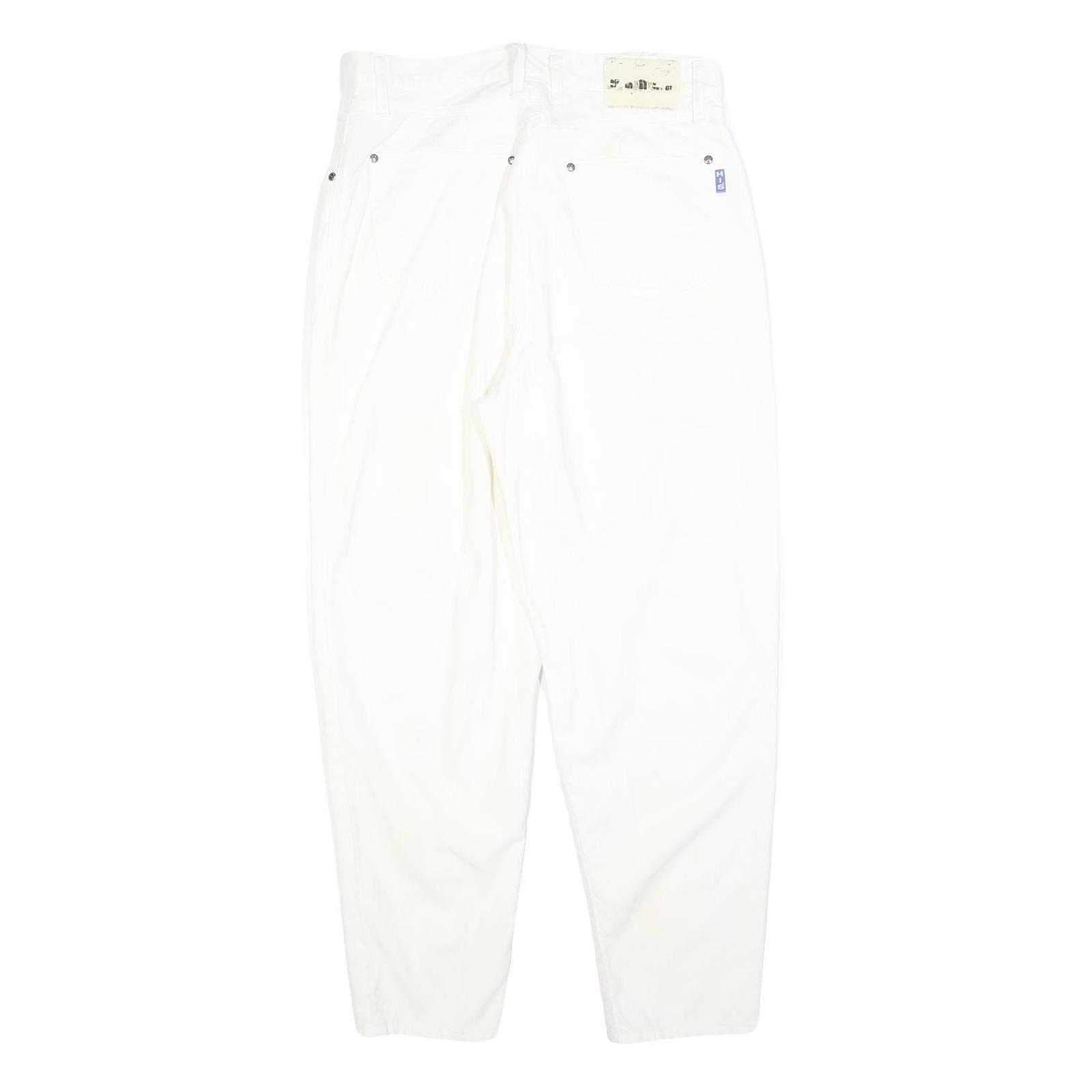 HIS Womens Jeans White Regular Straight Denim W30 L30 Cotton Blend Zip