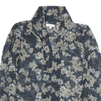 REISS Womens Blue & Grey Floral Shirt Long Sleeve V-Neck UK 4 Elegant Blouse