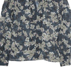 REISS Womens Blue & Grey Floral Shirt Long Sleeve V-Neck UK 4 Elegant Blouse