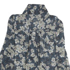 REISS Womens Blue & Grey Floral Shirt Long Sleeve V-Neck UK 4 Elegant Blouse