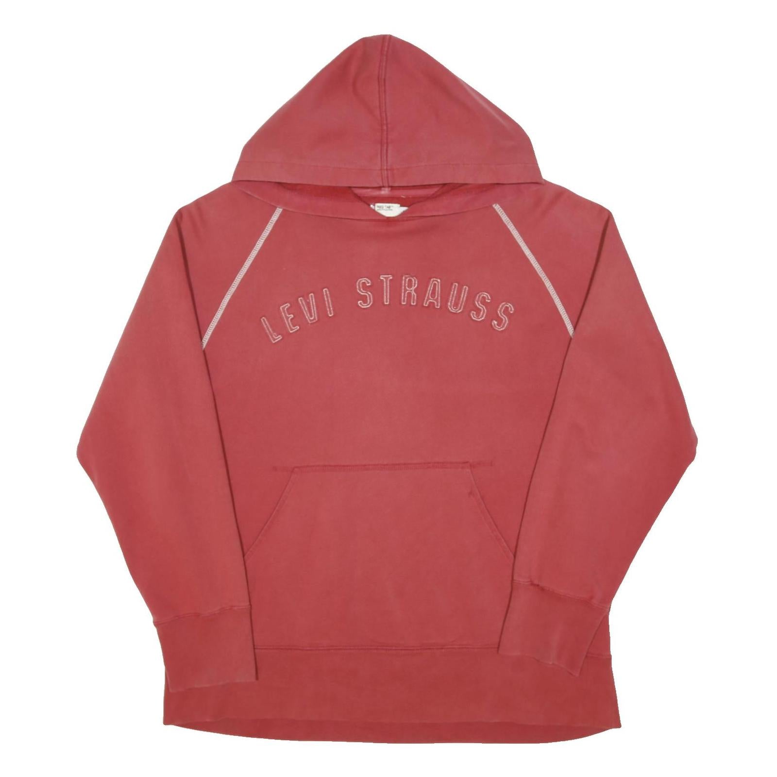 LEVI'S Mens Red Pullover Hoodie L Cotton Blend Casual Sweatshirt