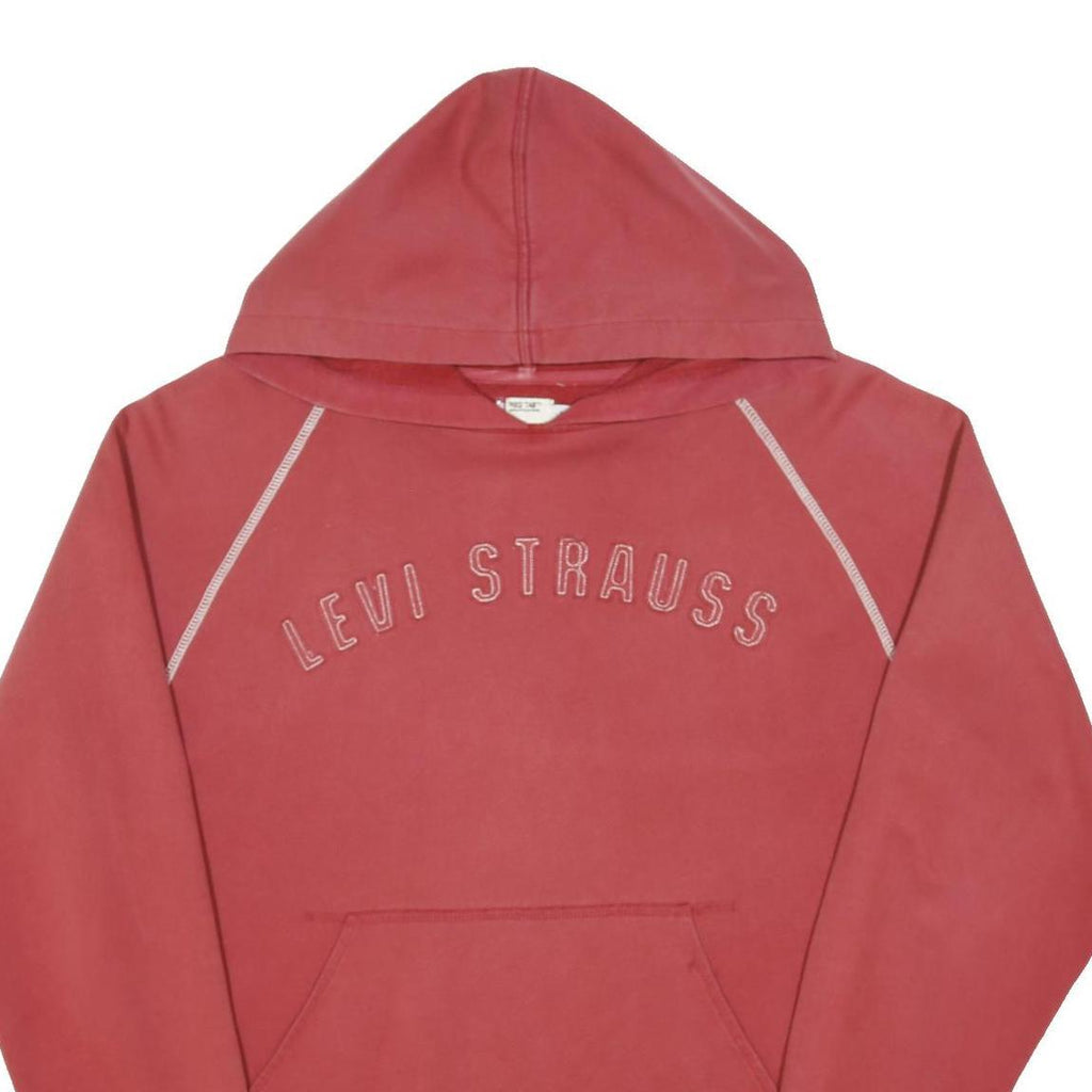 LEVI'S Mens Red Pullover Hoodie L Cotton Blend Casual Sweatshirt