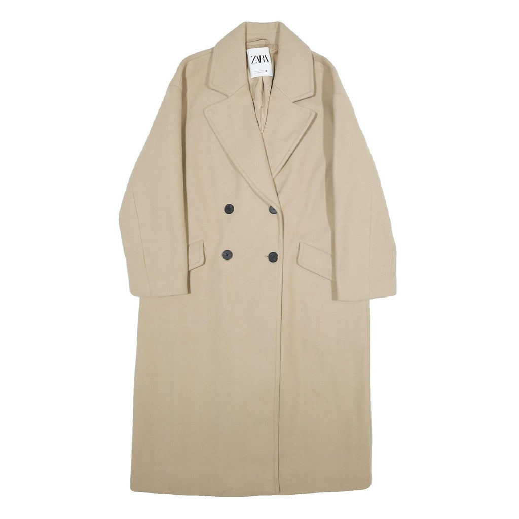 ZARA Womens Beige Classic Jacket XS Plain Button Fastening Elegant Design