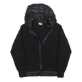 MONCLER Mens Black Wool Quilted Jacket M Hooded Stand-Up Collar Zip Casual