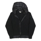 MONCLER Mens Black Wool Quilted Jacket M Hooded Stand-Up Collar Zip Casual