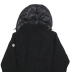 MONCLER Mens Black Wool Quilted Jacket M Hooded Stand-Up Collar Zip Casual