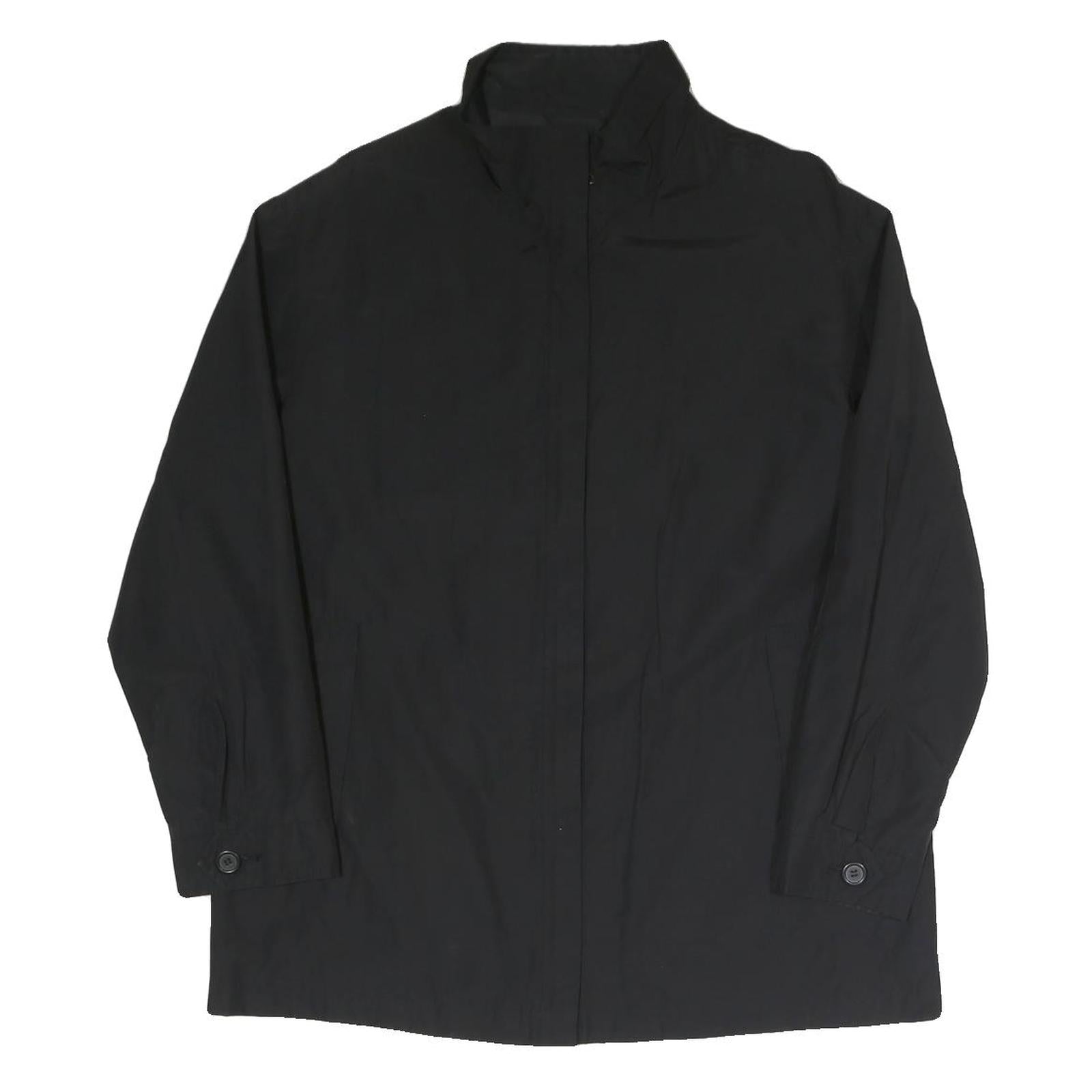 Womens Black Classic Jacket L Polyester Blend Plain Zip Closure Long Sleeve