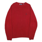 CHAPS Mens Red Plain Cotton Crew Neck Basic Knit L Jumper Casual