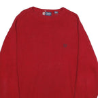 CHAPS Mens Red Plain Cotton Crew Neck Basic Knit L Jumper Casual