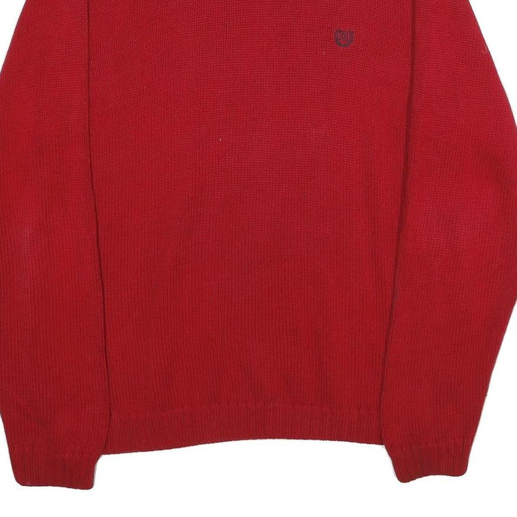 CHAPS Mens Red Plain Cotton Crew Neck Basic Knit L Jumper Casual