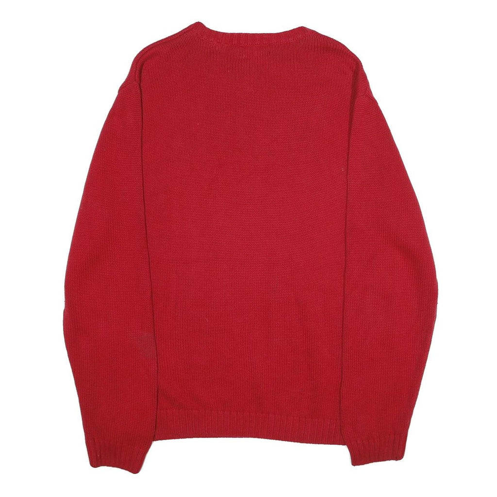 CHAPS Mens Red Plain Cotton Crew Neck Basic Knit L Jumper Casual