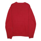CHAPS Mens Red Plain Cotton Crew Neck Basic Knit L Jumper Casual