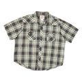 WRANGLER Mens Green & White Plaid Shirt 2XL Cotton Blend Casual Short Sleeve