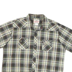 WRANGLER Mens Green & White Plaid Shirt 2XL Cotton Blend Casual Short Sleeve