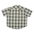 WRANGLER Mens Green & White Plaid Shirt 2XL Cotton Blend Casual Short Sleeve