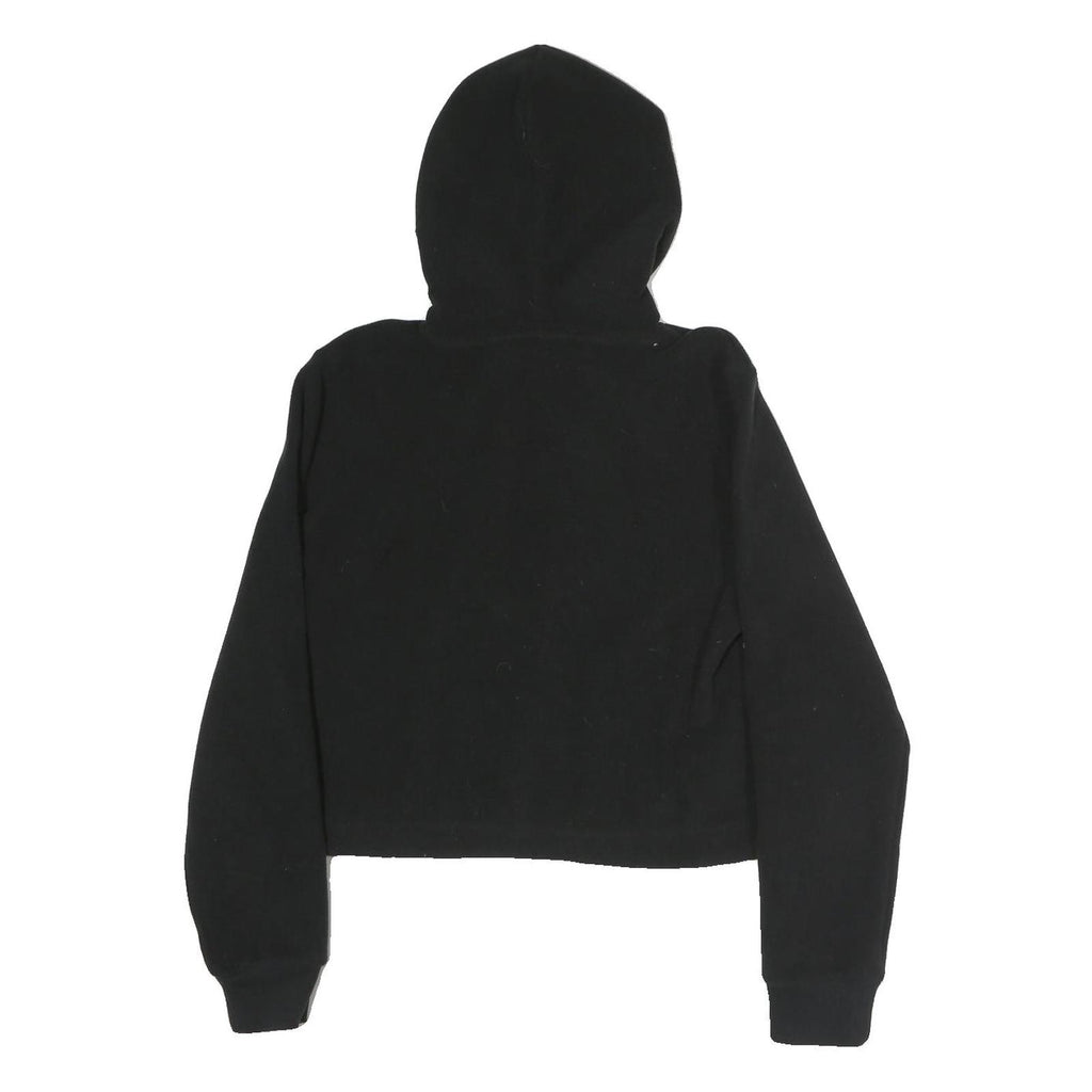 FILA Womens Black Cotton Hoodie S Sherpa Lined Drawstring Hood Pullover