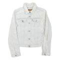 LEVI'S Womens White Denim Jacket L Cotton Blend Button Plain Classic Casual