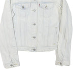 LEVI'S Womens White Denim Jacket L Cotton Blend Button Plain Classic Casual