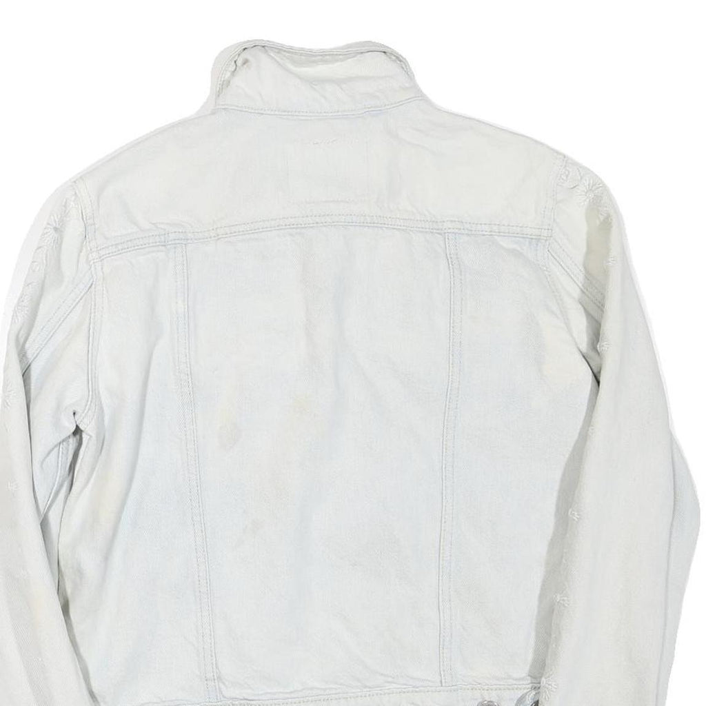 LEVI'S Womens White Denim Jacket L Cotton Blend Button Plain Classic Casual