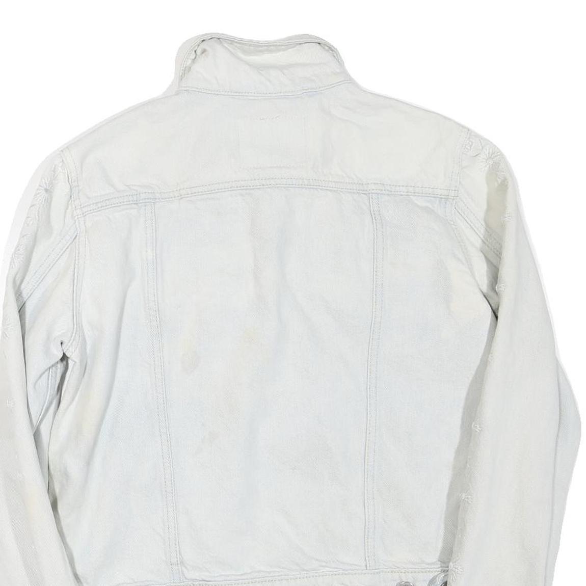 LEVI'S Womens White Denim Jacket L Cotton Blend Button Plain Classic Casual