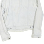 LEVI'S Womens White Denim Jacket L Cotton Blend Button Plain Classic Casual