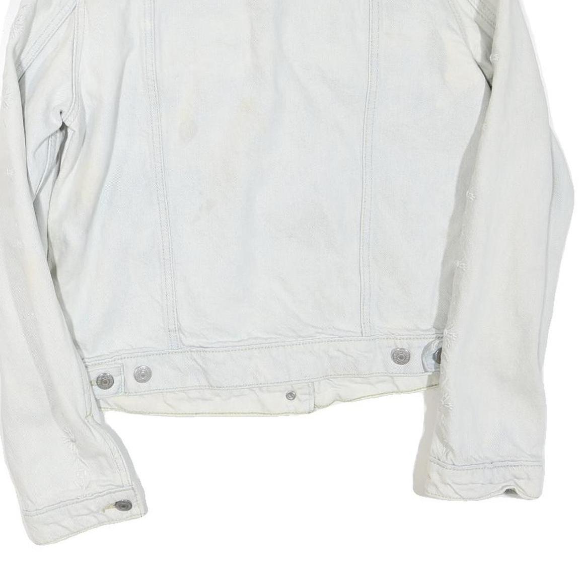 LEVI'S Womens White Denim Jacket L Cotton Blend Button Plain Classic Casual