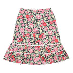 Womens Black Floral Cotton Blend Flare Knee Length Skirt M Summer Printed