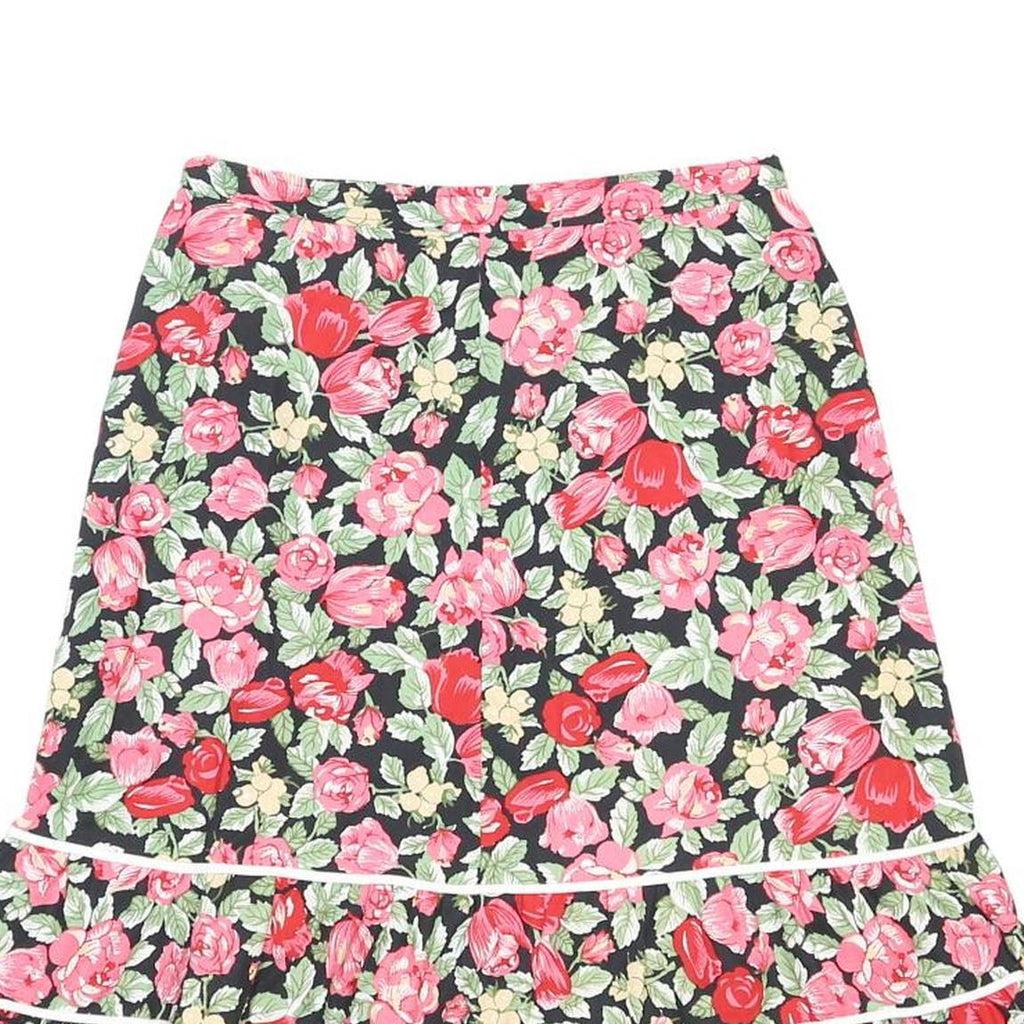 Womens Black Floral Cotton Blend Flare Knee Length Skirt M Summer Printed