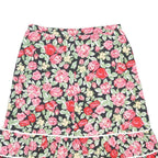 Womens Black Floral Cotton Blend Flare Knee Length Skirt M Summer Printed