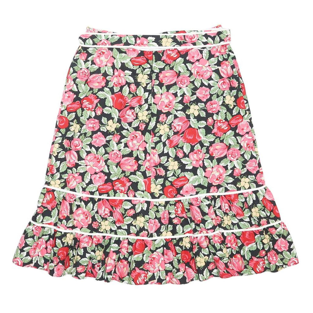 Womens Black Floral Cotton Blend Flare Knee Length Skirt M Summer Printed