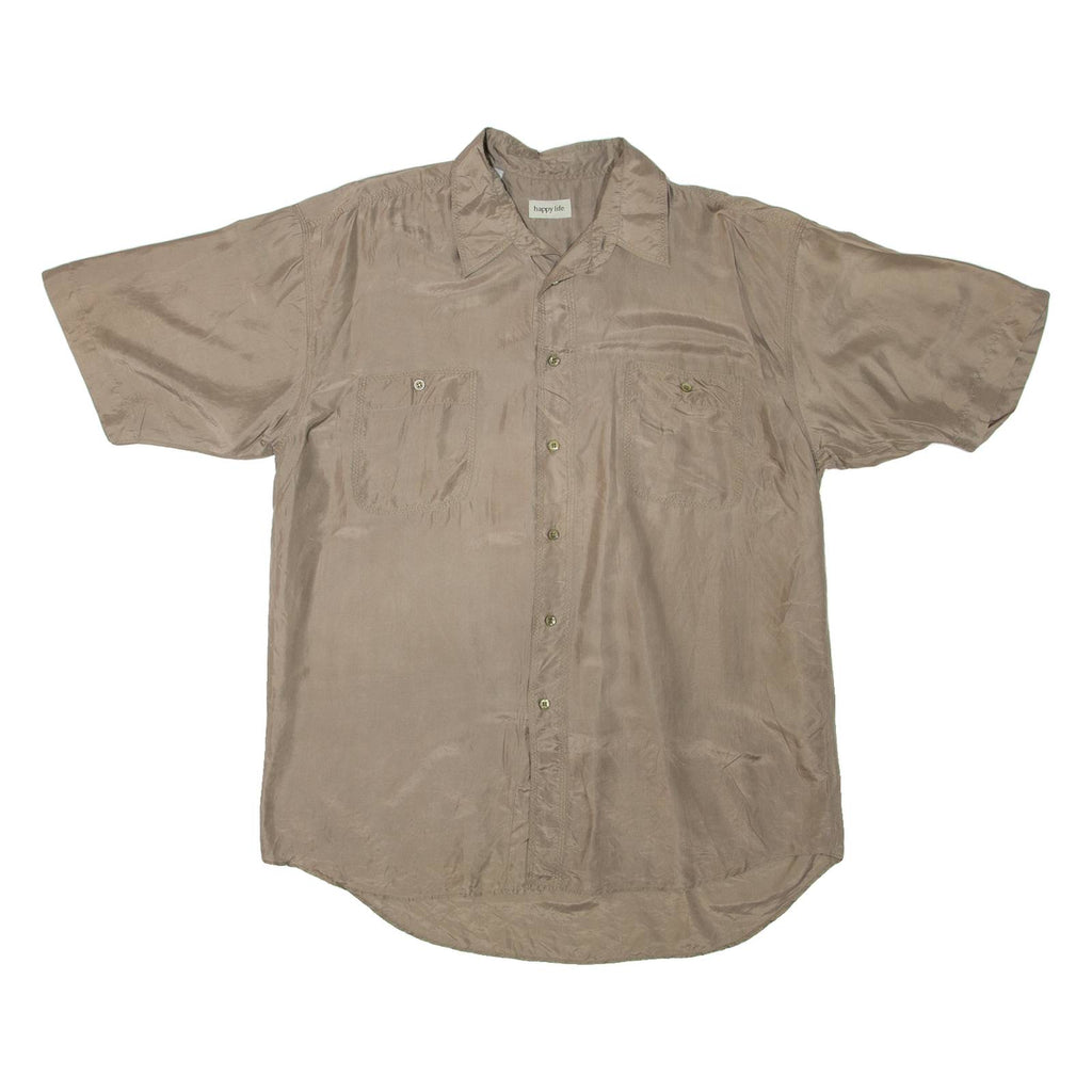 HAPPY LIFE Mens Plain Shirt Beige L