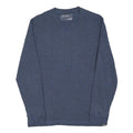 EDDIE BAUER Mens Blue Plain Crew Neck Basic Knit Jumper Size S Cotton Blend