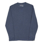 EDDIE BAUER Mens Blue Plain Crew Neck Basic Knit Jumper Size S Cotton Blend