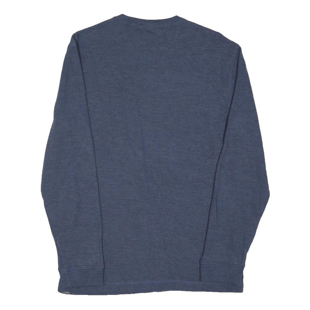 EDDIE BAUER Mens Blue Plain Crew Neck Basic Knit Jumper Size S Cotton Blend