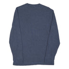 EDDIE BAUER Mens Blue Plain Crew Neck Basic Knit Jumper Size S Cotton Blend