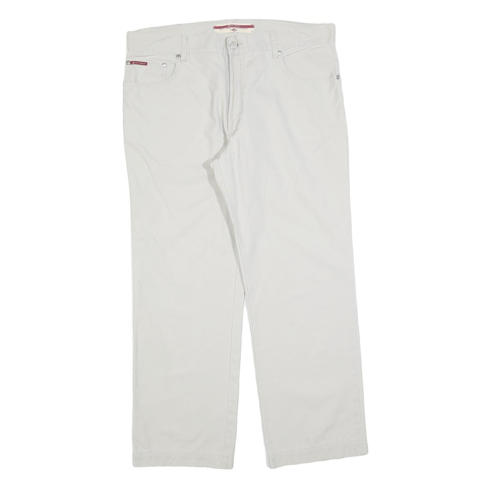 LEE COOPER Mens Cotton Blend White Regular Straight Trousers W36 L30 Classic Zip